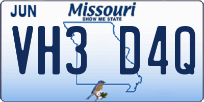 MO license plate VH3D4Q