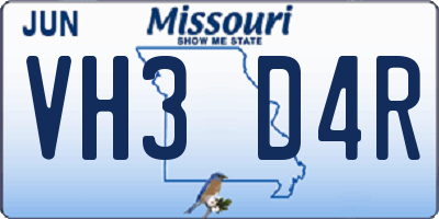 MO license plate VH3D4R
