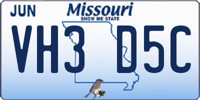 MO license plate VH3D5C