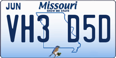 MO license plate VH3D5D
