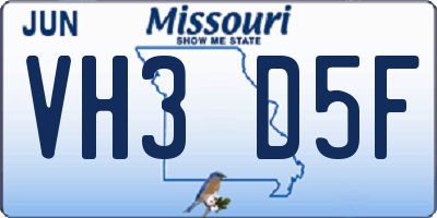 MO license plate VH3D5F