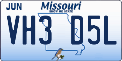 MO license plate VH3D5L