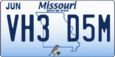 MO license plate VH3D5M
