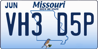 MO license plate VH3D5P