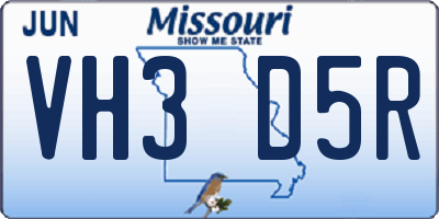 MO license plate VH3D5R
