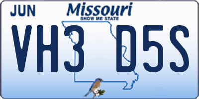 MO license plate VH3D5S
