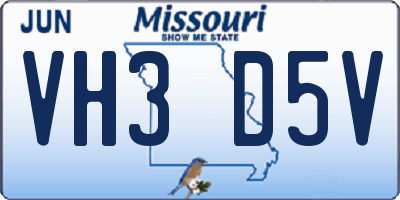 MO license plate VH3D5V