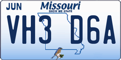 MO license plate VH3D6A
