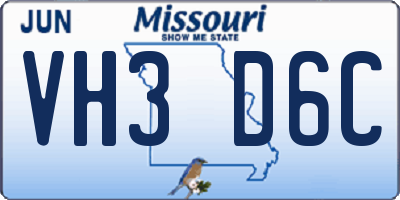 MO license plate VH3D6C
