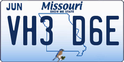 MO license plate VH3D6E
