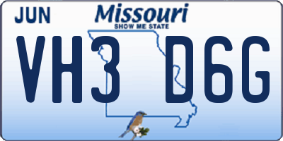 MO license plate VH3D6G