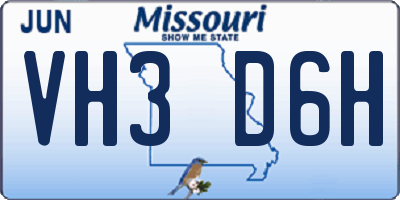 MO license plate VH3D6H