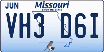 MO license plate VH3D6I