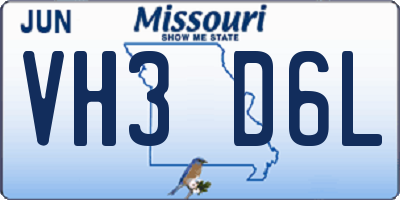 MO license plate VH3D6L