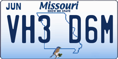 MO license plate VH3D6M