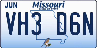 MO license plate VH3D6N