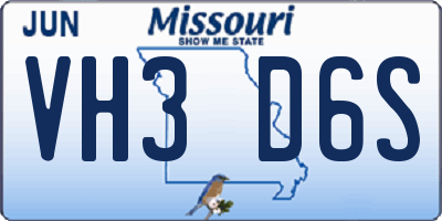 MO license plate VH3D6S