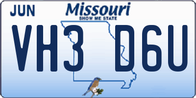 MO license plate VH3D6U