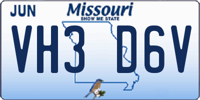 MO license plate VH3D6V