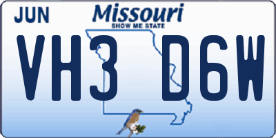 MO license plate VH3D6W