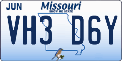 MO license plate VH3D6Y