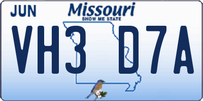 MO license plate VH3D7A