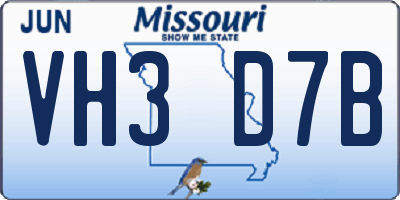 MO license plate VH3D7B