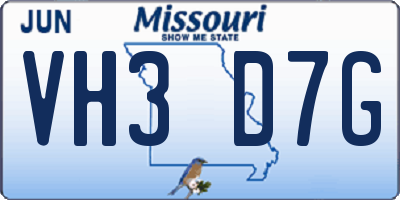 MO license plate VH3D7G