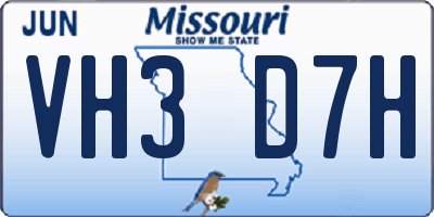 MO license plate VH3D7H
