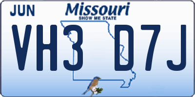 MO license plate VH3D7J
