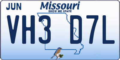 MO license plate VH3D7L