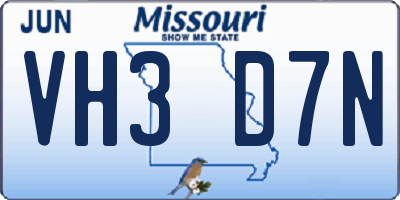 MO license plate VH3D7N