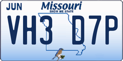 MO license plate VH3D7P