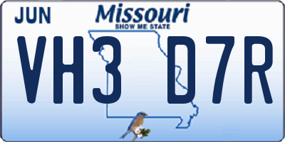 MO license plate VH3D7R