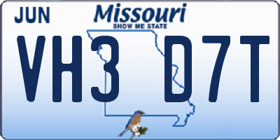 MO license plate VH3D7T