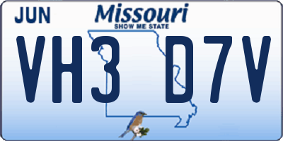 MO license plate VH3D7V