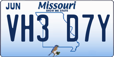 MO license plate VH3D7Y