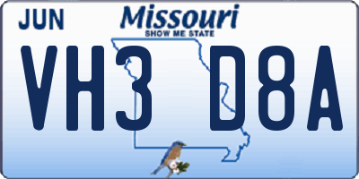 MO license plate VH3D8A