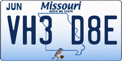 MO license plate VH3D8E