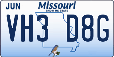 MO license plate VH3D8G
