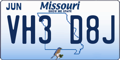 MO license plate VH3D8J