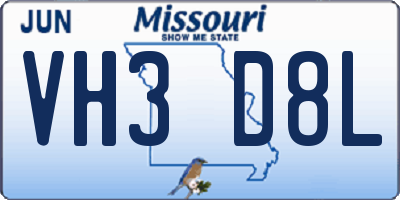 MO license plate VH3D8L