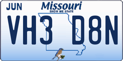 MO license plate VH3D8N