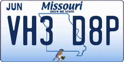 MO license plate VH3D8P