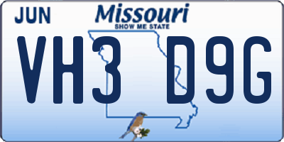 MO license plate VH3D9G