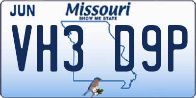 MO license plate VH3D9P