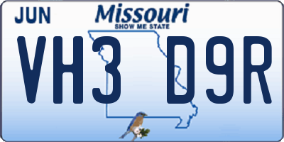 MO license plate VH3D9R
