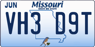 MO license plate VH3D9T