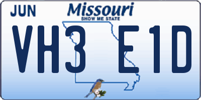 MO license plate VH3E1D