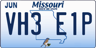 MO license plate VH3E1P